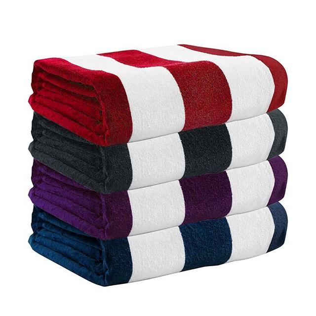Exclusivo Mezcla 4 Pack 100% Cotton Oversized Large Beach Towel,Pool Towel (Cabana Stripe, 35"x70")—Soft, Quick Dry, Lightweight, Absorbent, and Plush
