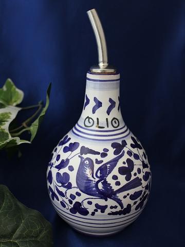 Deruta Arabesco Blue & White Olive Oil Bottle OOG103-ARB