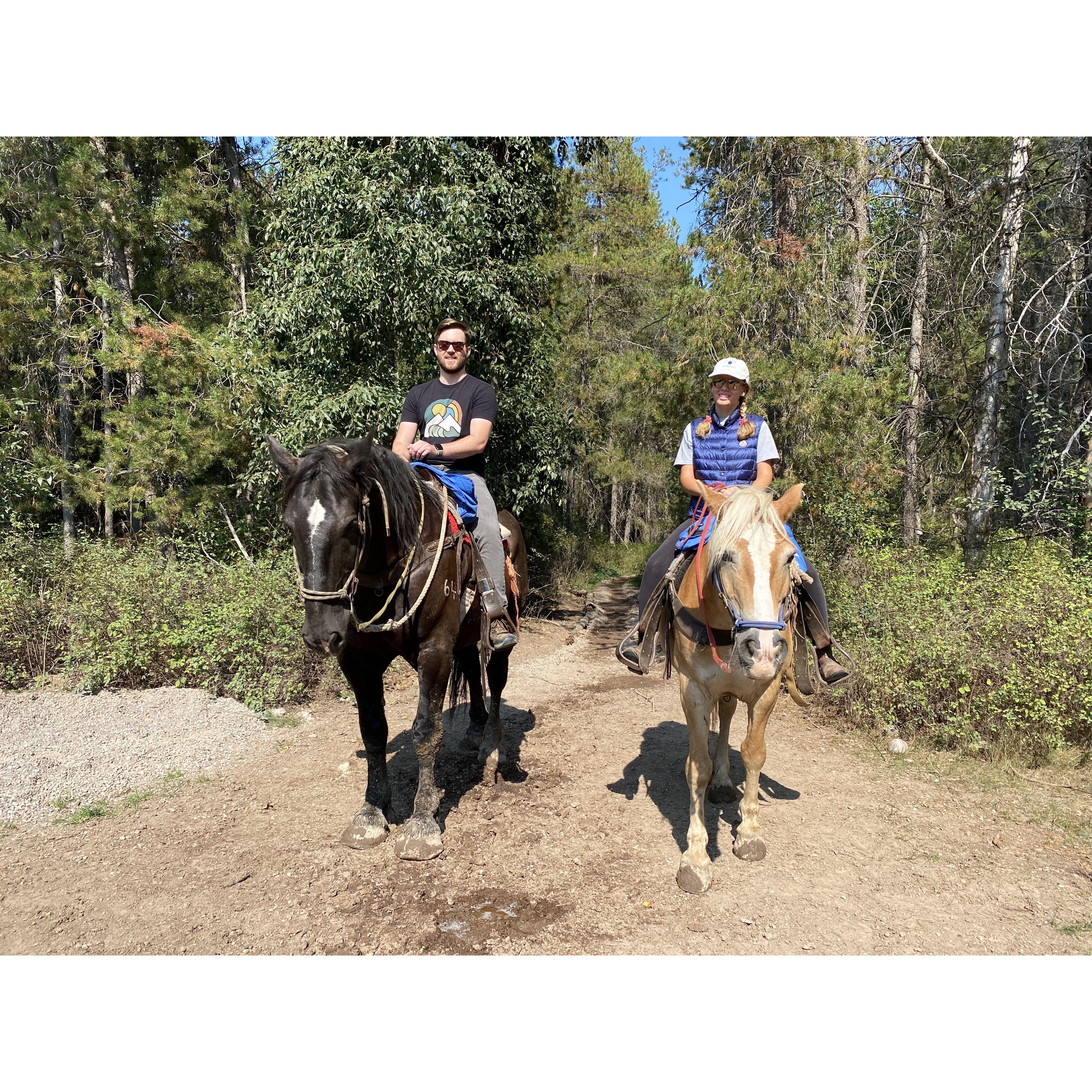 Trail riding in Glacier National Park.