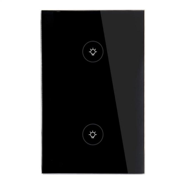 WiFi Smart Wall Touch Light Switch Glass Panel Wireless Remote Control by Mobile APP Anywhere Compatible with Alexa,Timing Function No Hub Required (Wall Switch 2 Gang)