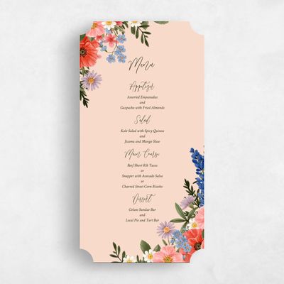Pink Ticket Wedding Menu - Destin