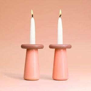 Mushroom Shabbat Candlesticks