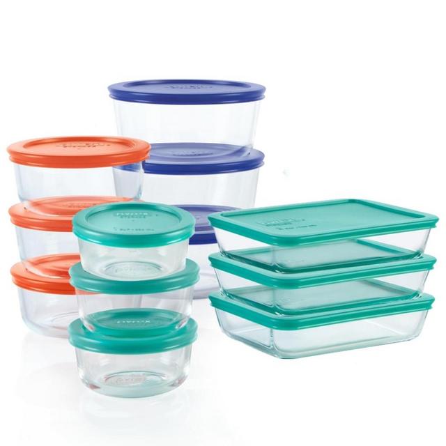 Pyrex Simply Store (12-Pack) Glass Food Storage Containers Set, (1, 2, & 3 Cup) Meal Prep Containers With BPA-Free Lids, Dishwasher & Microwave Safe