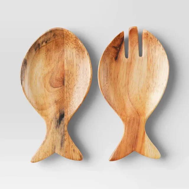 2pc Wooden Fish Shape Salad Serving Set - Threshold™