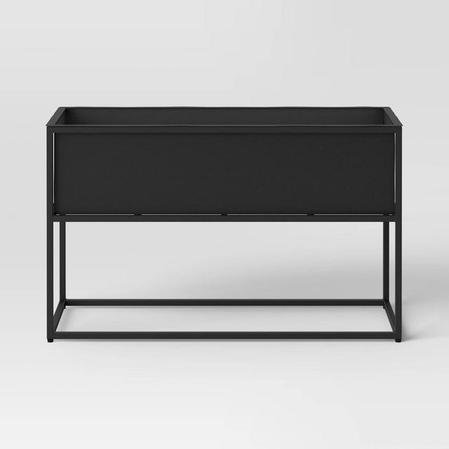 17" Indoor/Outdoor Iron Rectangular Planter with Stand Black - Project 62™