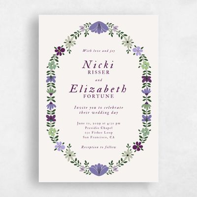 Purple Wedding Invitation - Terra Portrait