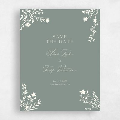Green Fall Wedding Save the Date - Hazel Portrait