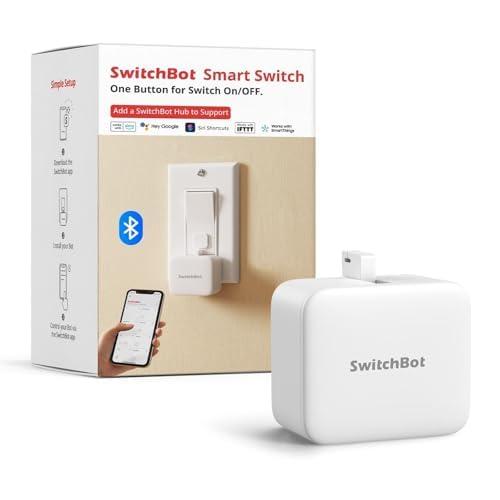 SwitchBot Smart Switch Button Pusher (White)-Bluetooth Fingerbot for Rocker Switch/One-Way Button, Automatic Light Switch, Timer and APP Control, Works with Alexa & WiFi When Paired with SwitchBot Hub