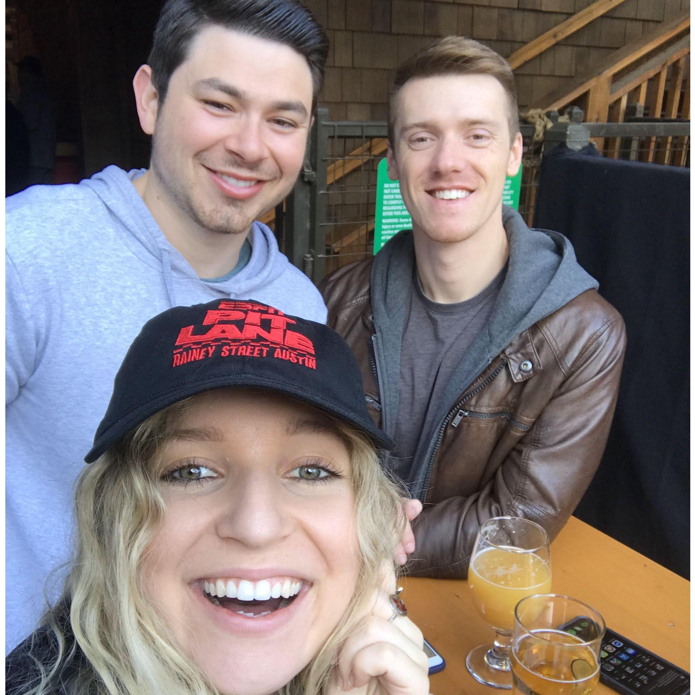 Trevor, Brandon, and Sarah prepping for Formula One in Austin