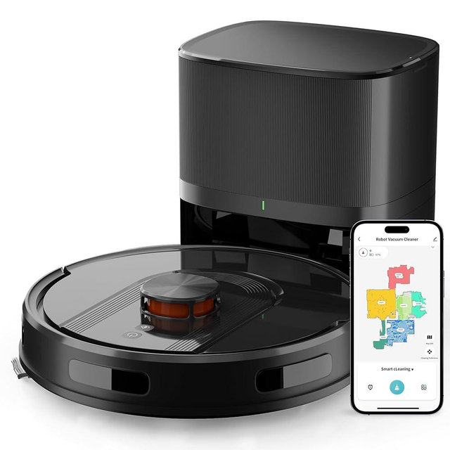 Robot Vacuum and Mop Combo with Self-Emptying, Customizable Map Cleaning with LiDAR Navigation, 6000Pa Suction, Smart No-Go Zones, 70Days Hands-free Robotic Vacuum Cleaner for Floor, Carpet, Pet Hair