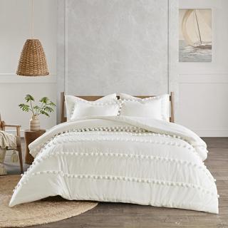 Leona 3-Piece Pom Pom Cotton Duvet Cover Set