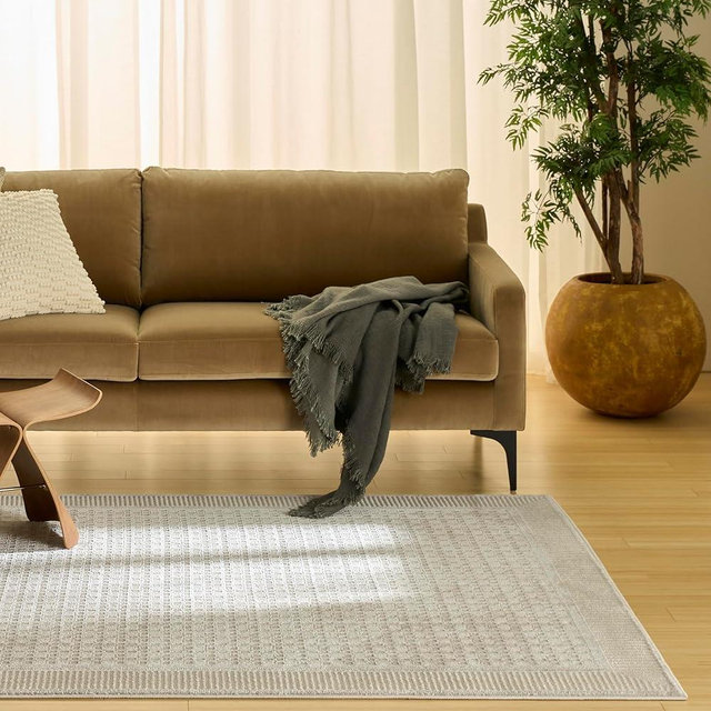 Nourison Home Nordic Beige 5' x 7' Area Rug - Easy Clean, Non Shedding, Bed Room, Living Room, Dining Room, Kitchen (5' x 7')