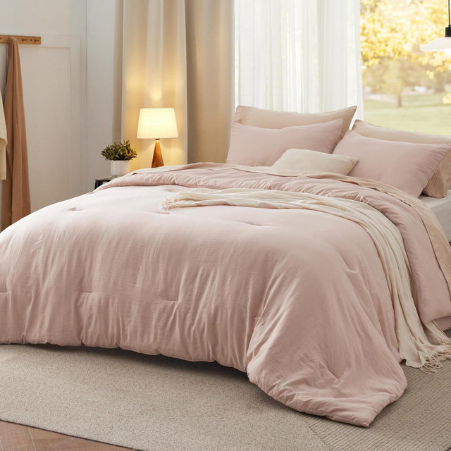 Bedsure King Size Comforter Set Dusty Rose Soft Prewashed Bedding for All Seasons 3 Pieces GentleSoft™ Warm Down Alternative Bed Set Mother's Day Gift