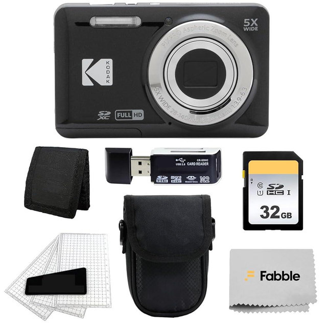 Kodak PIXPRO FZ55 Digital Camera (Black) + Black Point & Shoot Camera Case + 64GB SD Memory Card + Tri-fold Memory Card Wallet + Hi-Speed SD USB Card Reader + More!