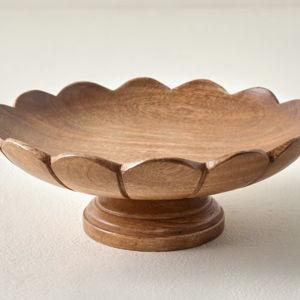 Decorative Antiqued Wood Footed Bowl
