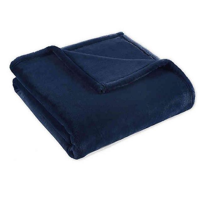 Purely Soft Plush Throw Blanket in Peacoat