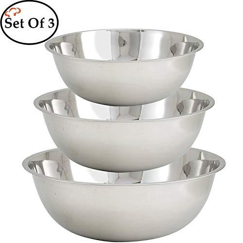 Tiger Chef Large Stainless Steel Standard Weight Mixing Bowls Set, Mirror Finish - Set Includes 13, 16, and 20 Quart. (Set of 3)