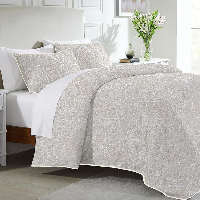 California Design Den 100% Cotton Duvet Cover King Only, Premium 400 Thread Count Sateen, Cooling Duvet Cover King, Hotel Quality Duvet Cover Cotton with Button Closure & Corner Ties (Paisley Beige)