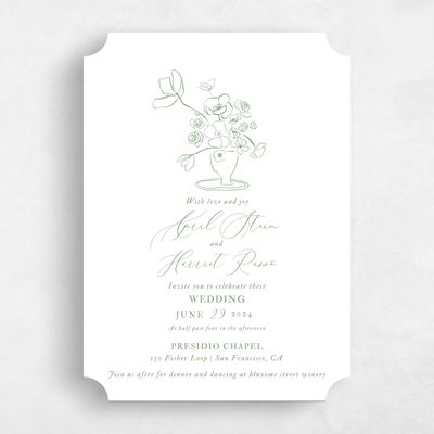 Green Ticket Wedding Invitation - Keole Classic