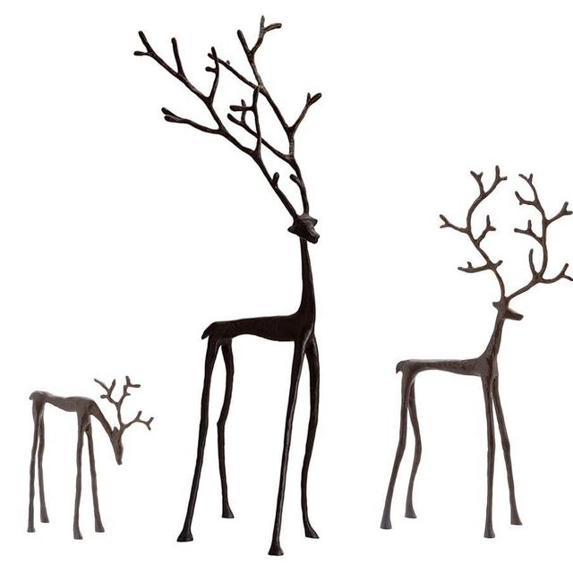 Bronze Sculpted Reindeers, Set of 3