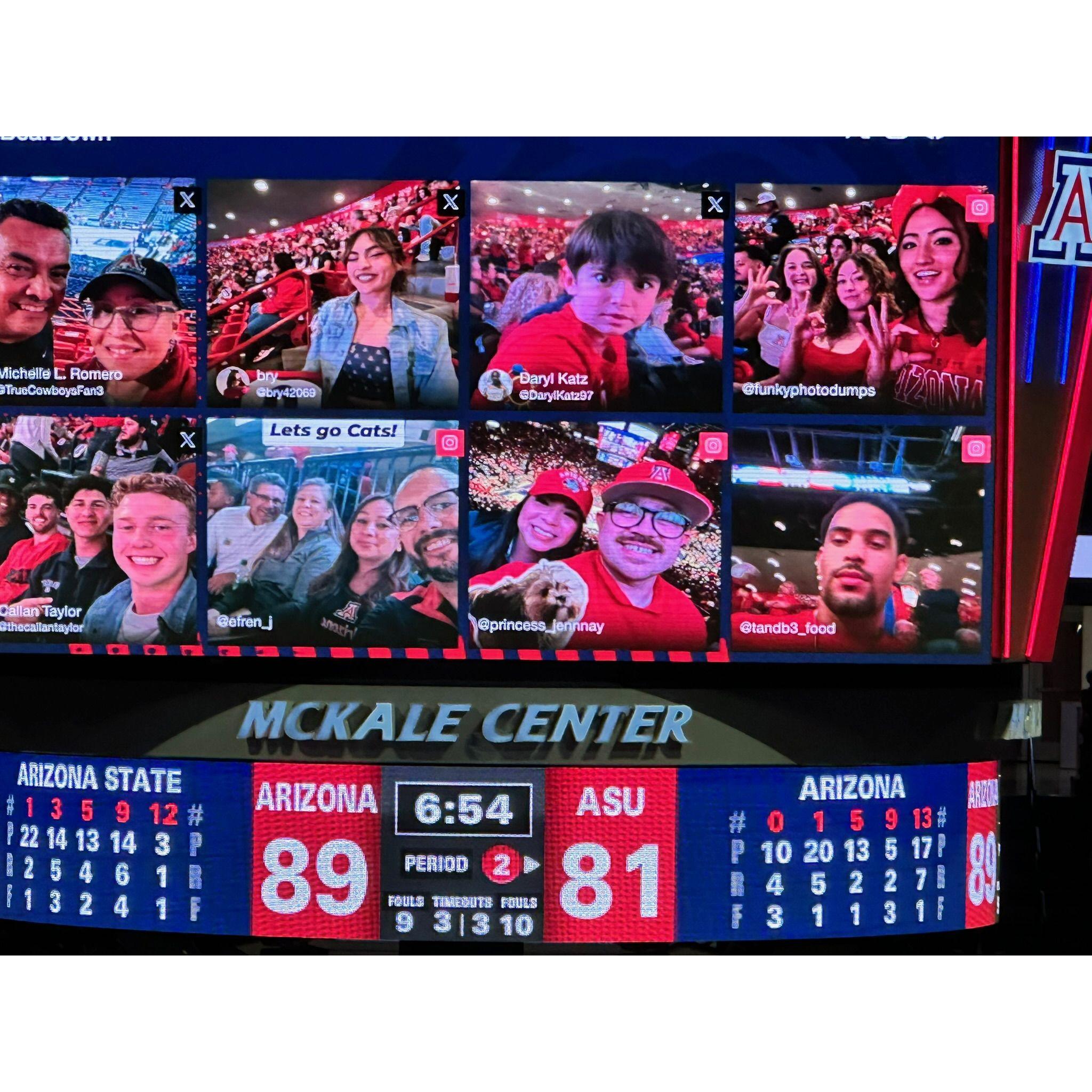 We (and Sadie) made it on the Jumbotron!