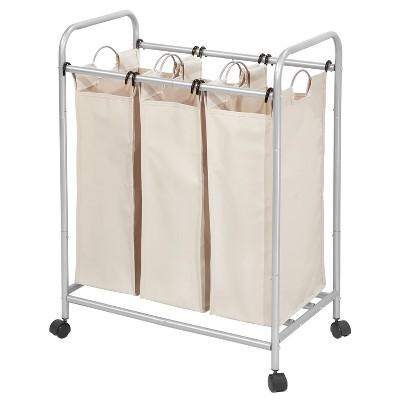 InterDesign Laundry Sorter 3 Bag Silver/Cream