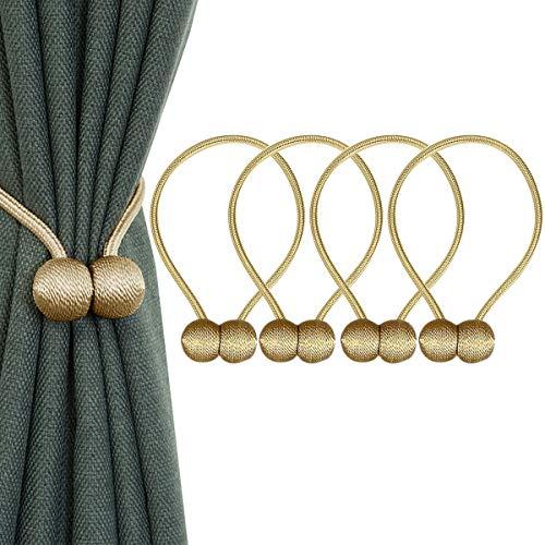 ApisNest Magnetic Curtain Tiebacks Clips Classic European Window Treatment Holdbacks Home Office Decorative Drapes Holders Buckle with Strong Magnetic for Home Décor Clasp (Gold)