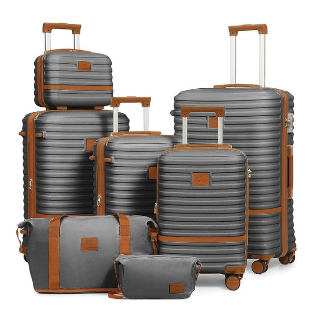 Joyway Luggage Set 4 Piece Suitcase Sets with Spinner Wheel,Hardside Expandable Travel Laggage with TSA Lock(18/20/24/28 Grey)