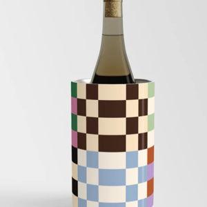 Retro 70s Colorful Patchwork Checkerboard Wine Chiller