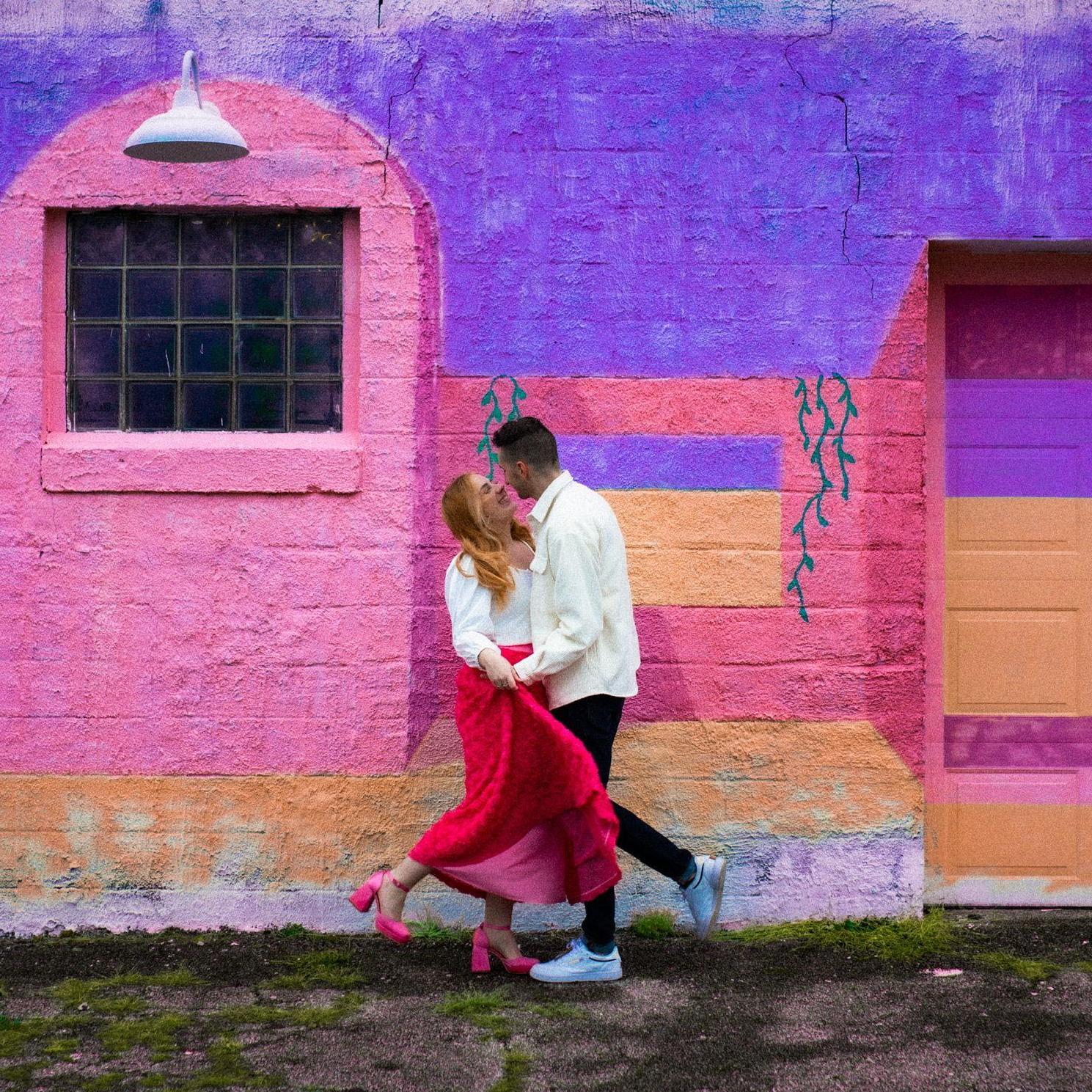 Part of our engagement set, taken at 934 Gallery on Cleveland Avenue in Columbus. Photo by India Jade Orban, editing by Liz.