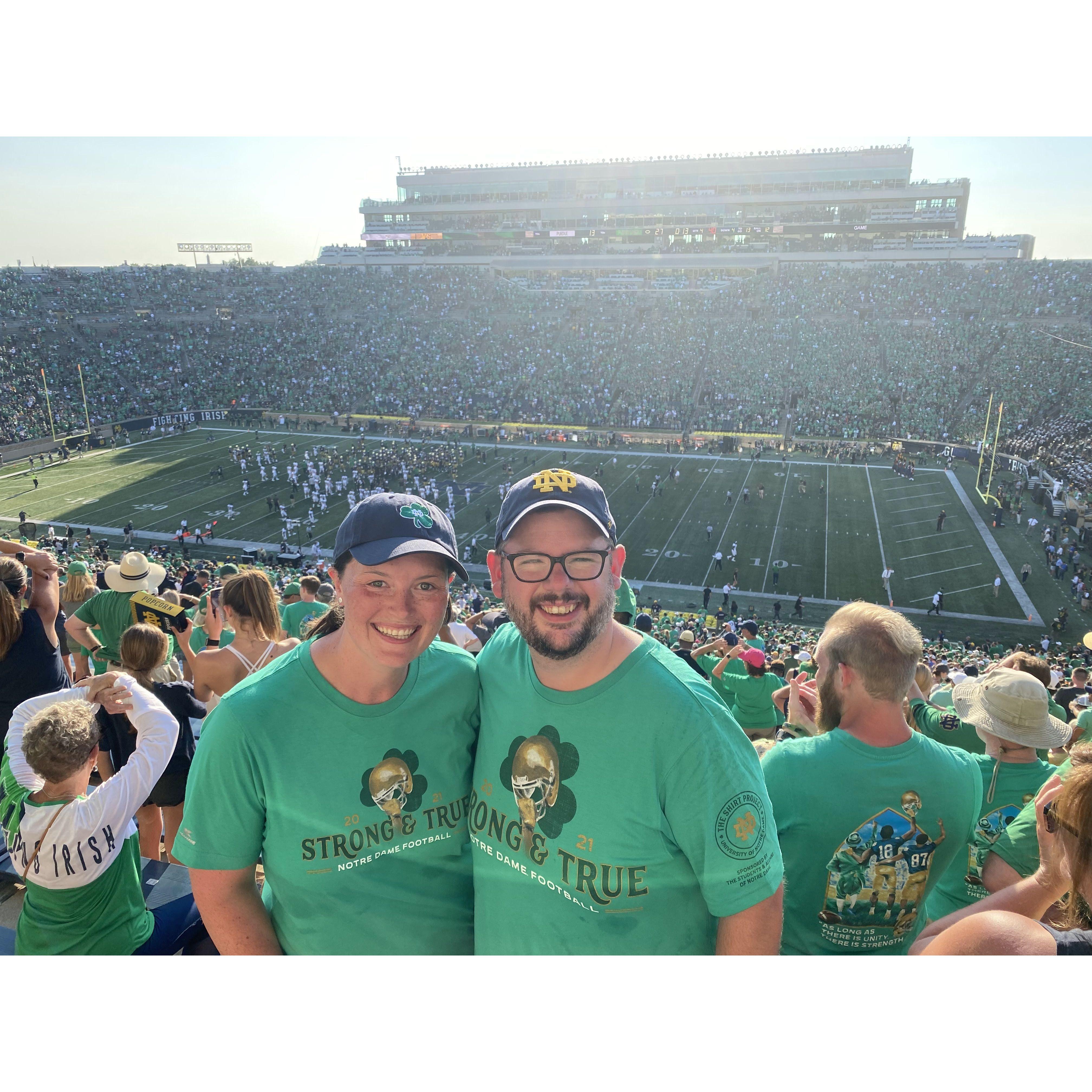 Notre Dame wins against Purdue! Such a hot day! Who knew one year later, we'd see Purdue lose again.
