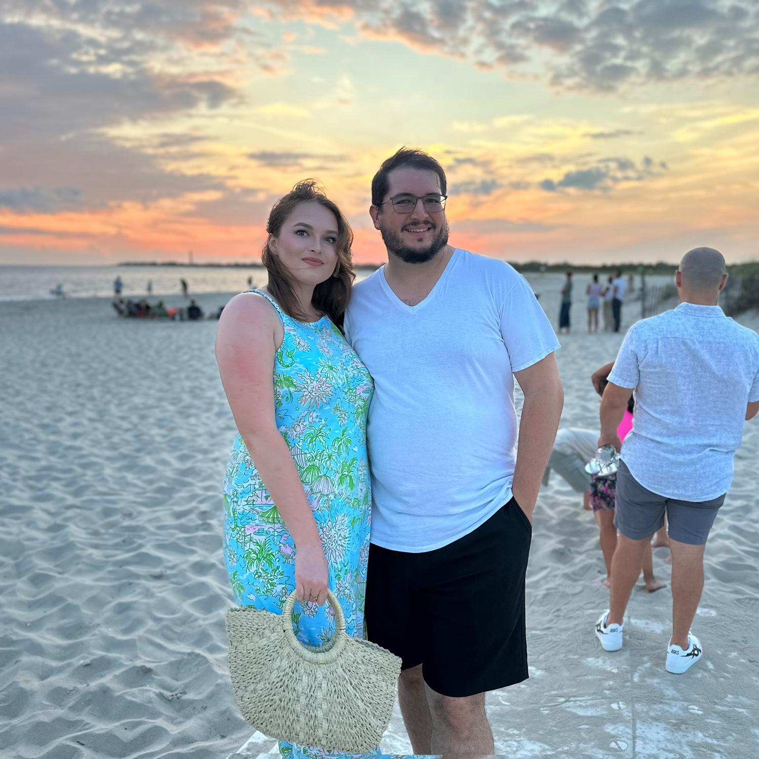 Cape May at Sunset! Greg was beach combing for seashells while Hannah sat on the beach and watched the sunset with Heidi, Greg’s mom!