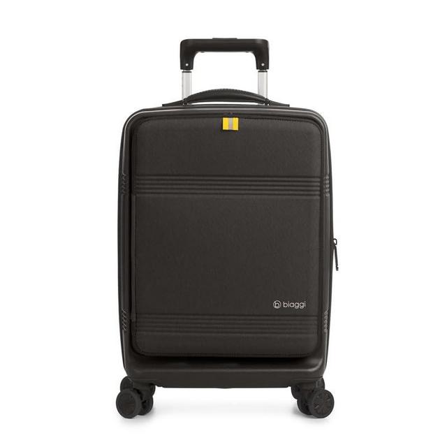 BIAGGI Runway Hybrid Carry-On Luggage - Polycarbonate Shell, Lightweight Expandable Travel Bag, Expandable, TSA-Approved (Hardside Carryon, Black)