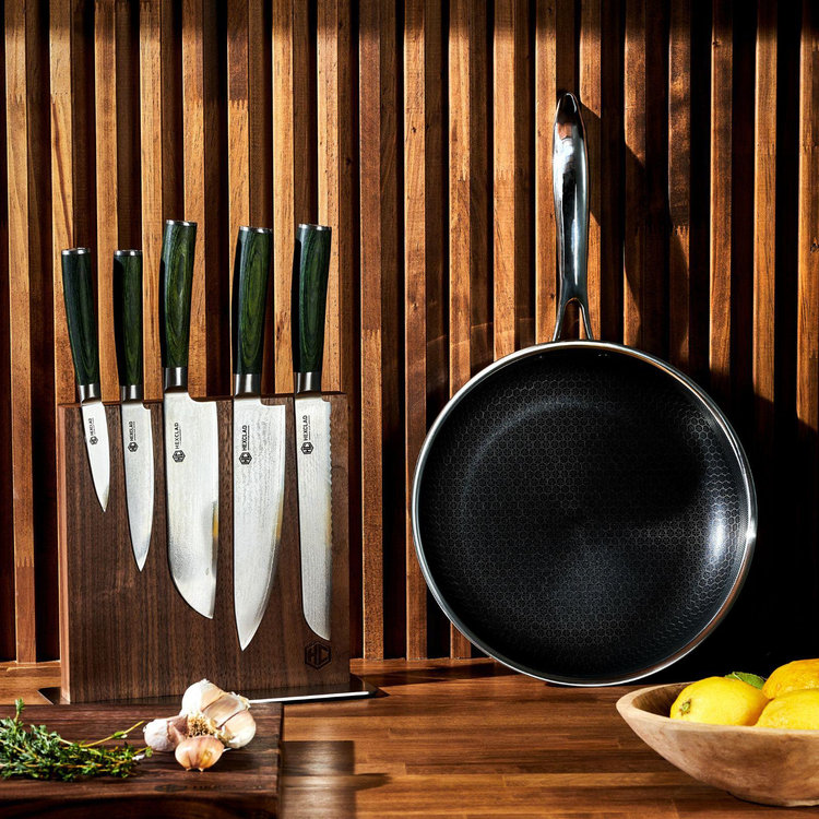 HexClad Hybrid Cookware, Damascus Stainless Steel 6-Piece Knife