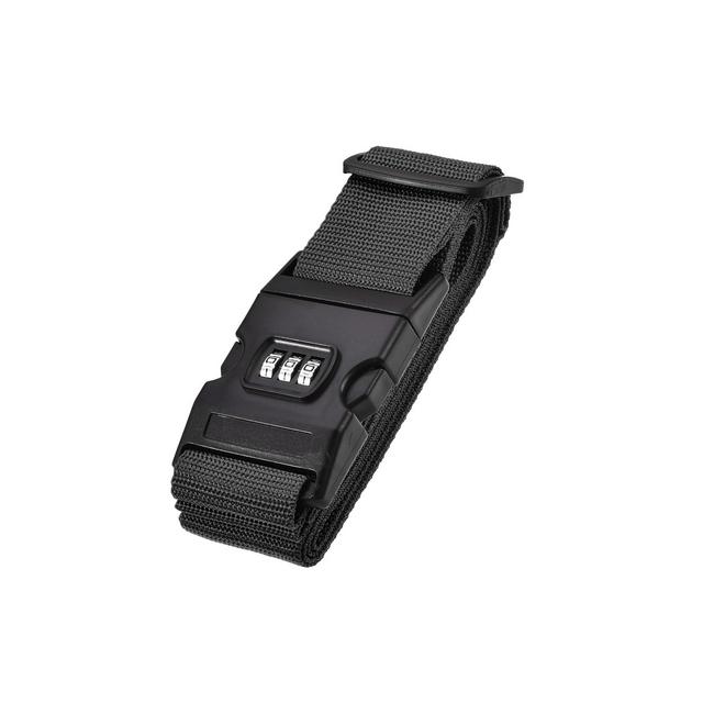Unique Bargains Travel Packing Adjustable Luggage Strap with Buckle and Combination Lock Black