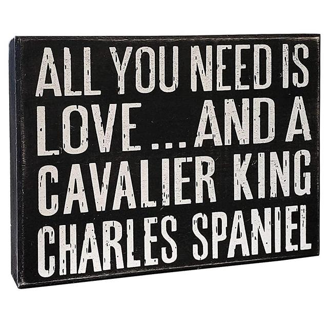 JennyGems - All You Need is Love and a Cavalier King Charles Spaniel - Wooden Sign, Cavalier King Charles Spaniel Moms, Lovers, Dogs, Accessories, Gifts, Shelf Knick Knacks