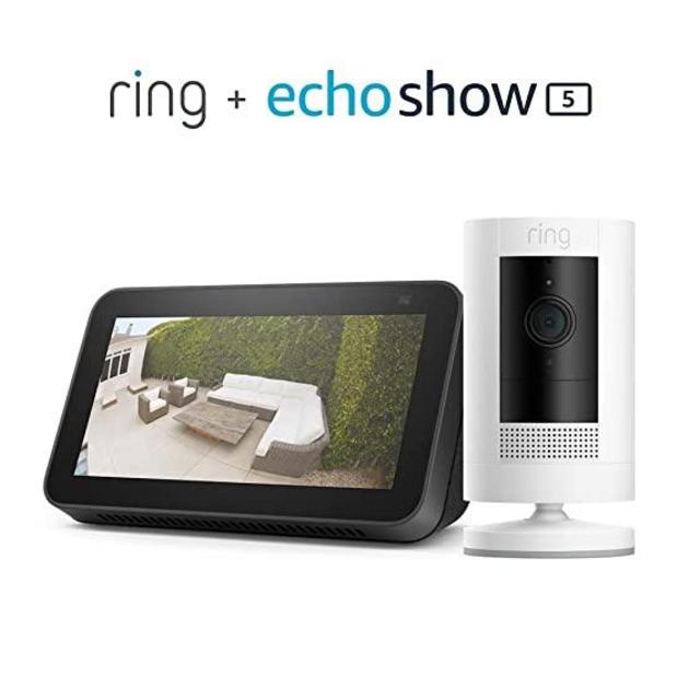 Stick up Cam Battery (White) bundle with Echo Show 5 (2nd Gen)