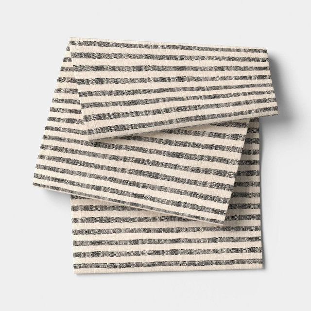 108"x14" Striped Table Runner Khaki/Black - Threshold™