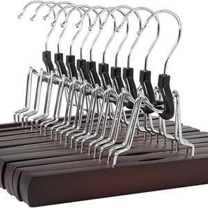 Amazon Basics Wooden Pants Hangers - Cherry, 10-Pack