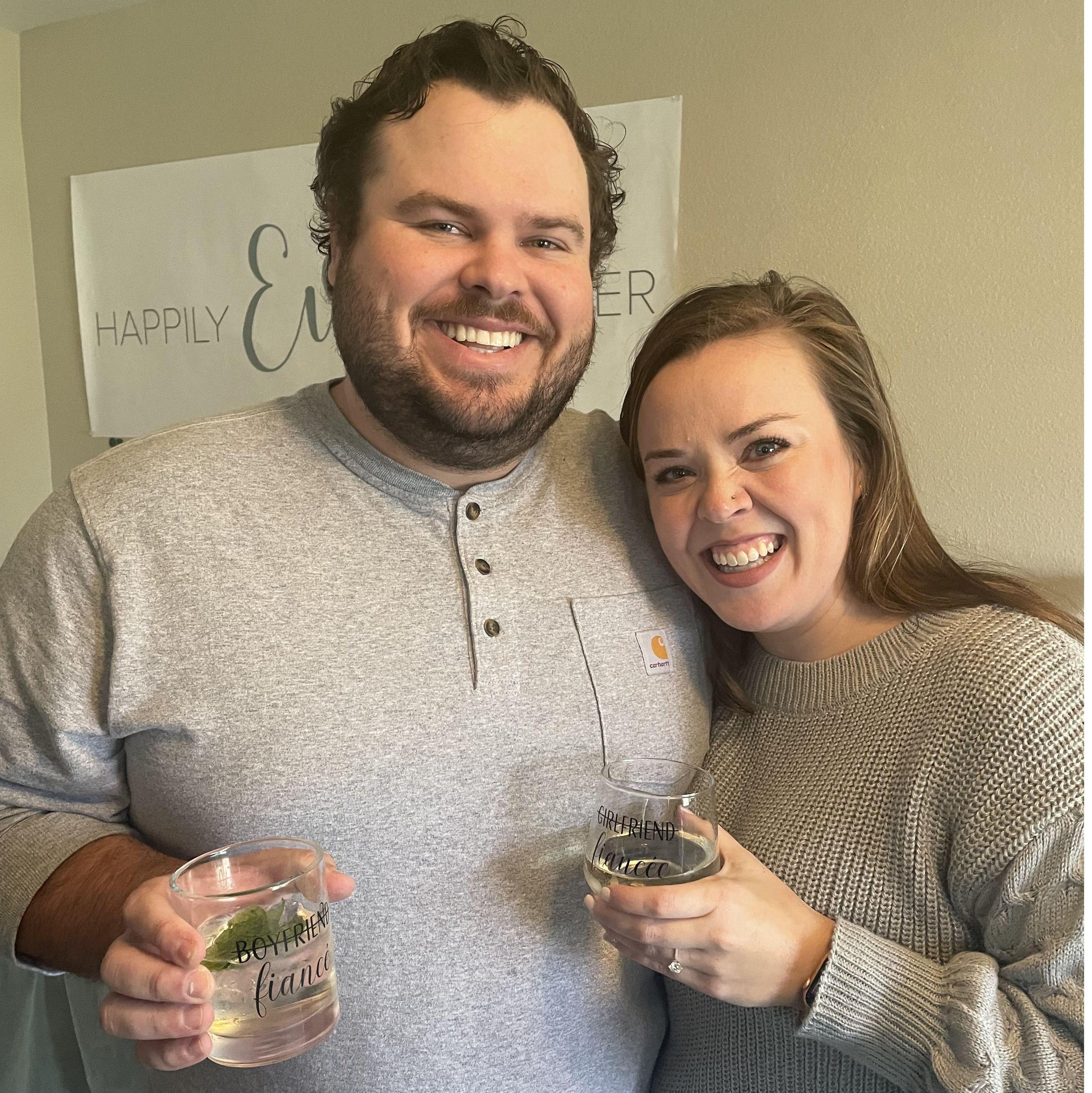 At our surprise engagement party. Thank you, family!