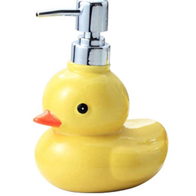 123Arts Ceramics Duck Soap Dispenser with Stainless Pump Soap Bottle or Lotion Bottle