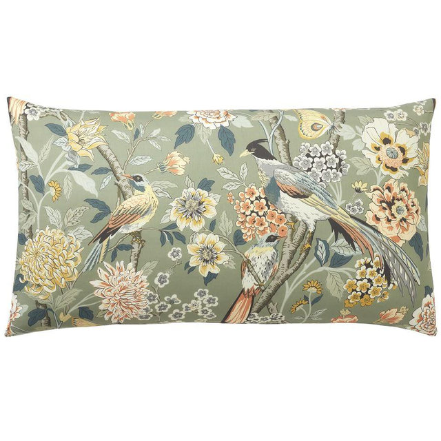 Bloom Floral Sateen Sham, Green, King, Set of 2