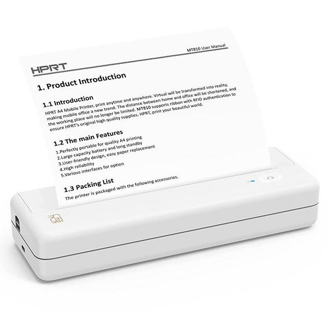 HPRT Wireless Portable Printers - Portable Printers Wireless for Travel, Mobile Office, School, Home - Bluetooth Wireless Printer Compatible with iOS Android Phone & Laptop