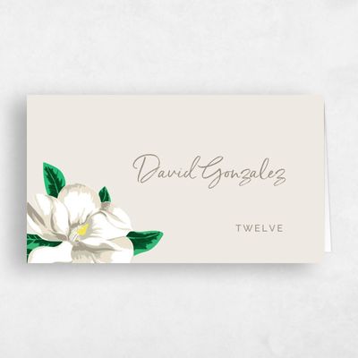 White Wedding Place Card - Morningside