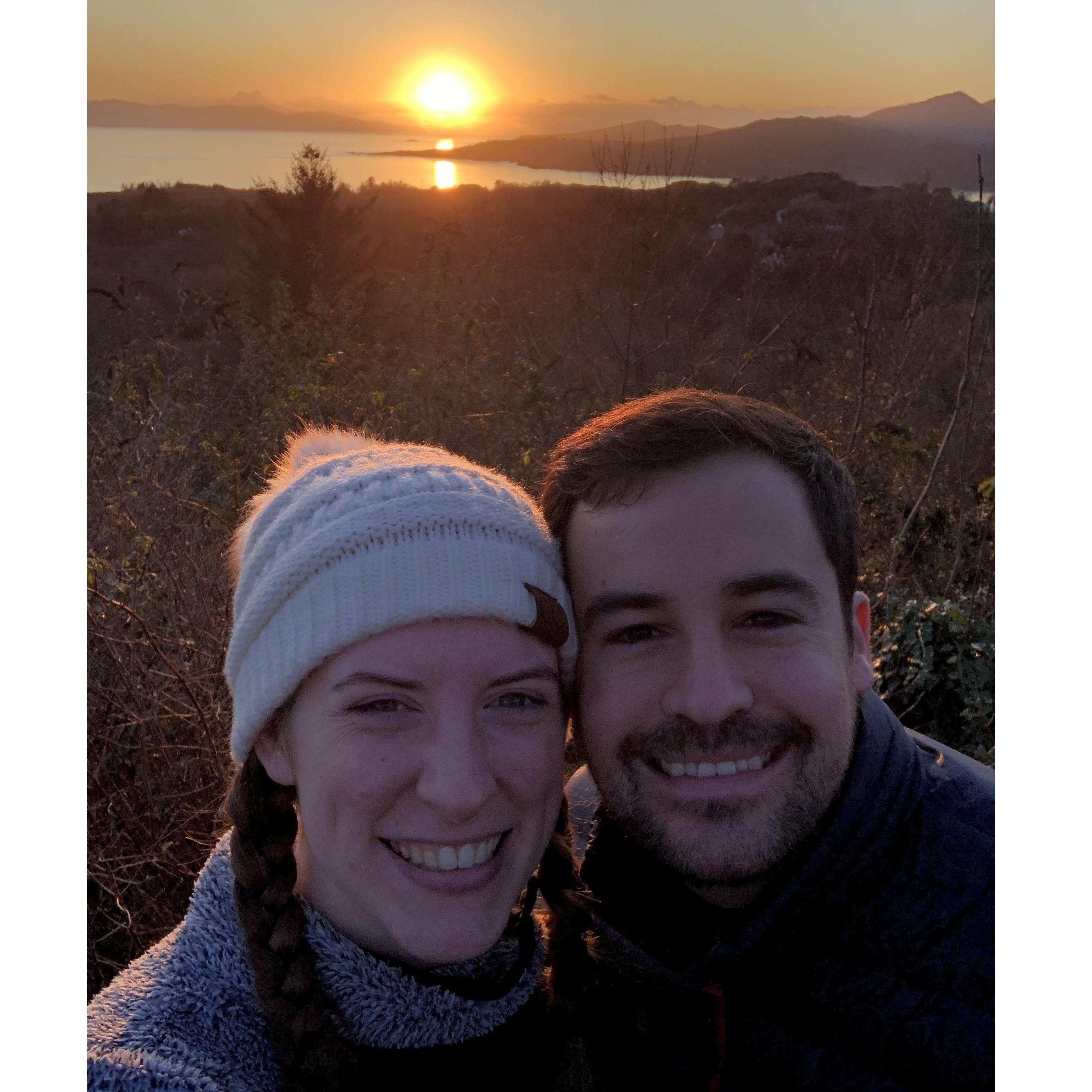 Watching the sunset during our road trip around Ireland in 2019