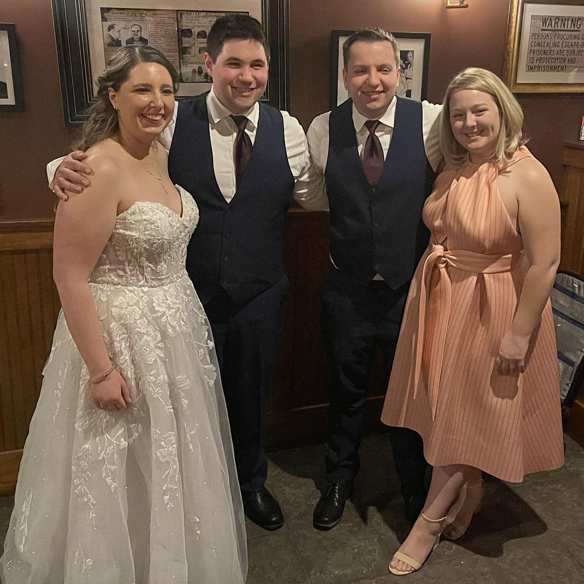 Celebrating at our best friend's, Steve & Cait's wedding - April, 2021