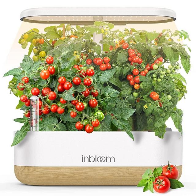 inbloom Hydroponics Growing System 10 Pods, Indoor Herb Garden with LEDs Full-Spectrum Plant Grow Light, Water Shortage Alarm, Automatic Timer, Height Adjustable(7'' to 15.2''), 4.2L Water Tank, Snow