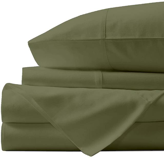 Natural Egyptian Cotton Sheets Queen-Size - 1000 Thread Count Sateen Weave, Luxe 4 Piece Sage Bedding Set, 100% Long Staple Cotton Soft Bed Sheets, 16 Inch Elasticized Deep Pocket