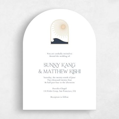 White Arch Wedding Invitation - Tramonti Portrait