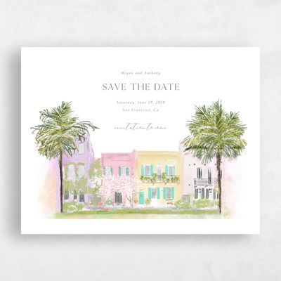 White Destination Wedding Save the Date - Ashbey Landscape